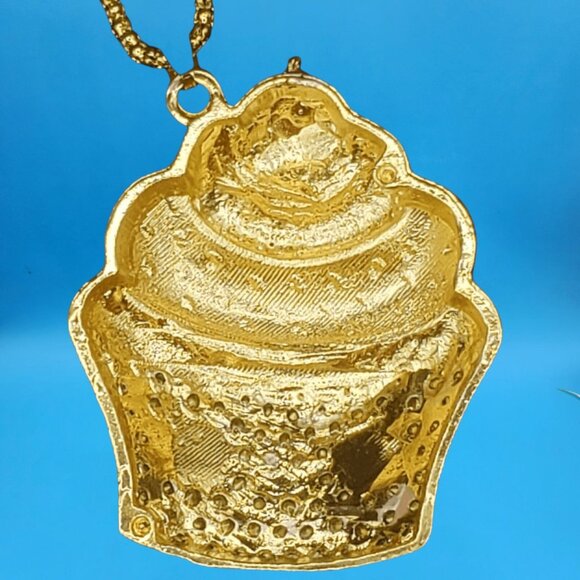 Cute Cupcake Pendant Necklace • Rhinestone Cherry Top • Gift Boxed Kawaii Jewelr - Picture 5 of 5